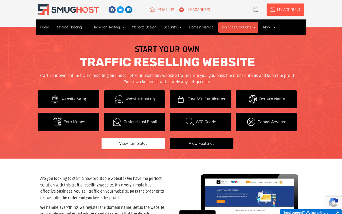 Website traffic dashboard with analytics data