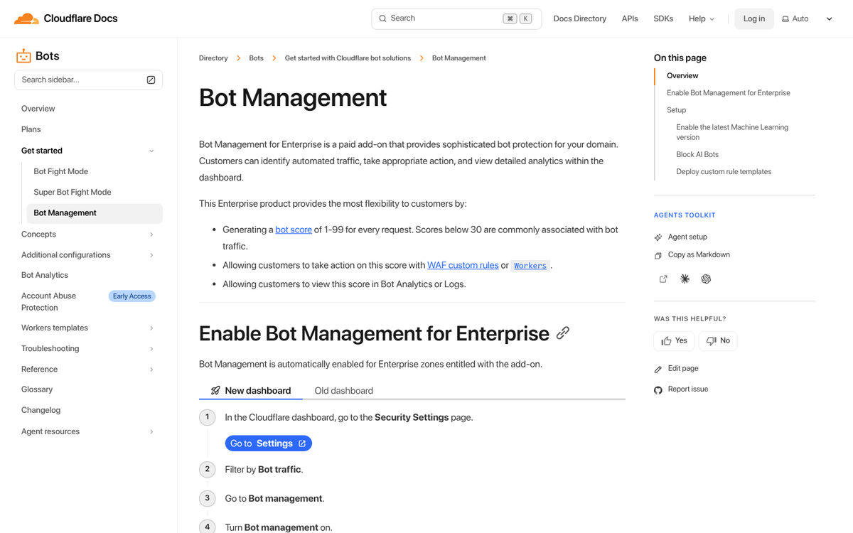Bot detection tool dashboard analyzing traffic