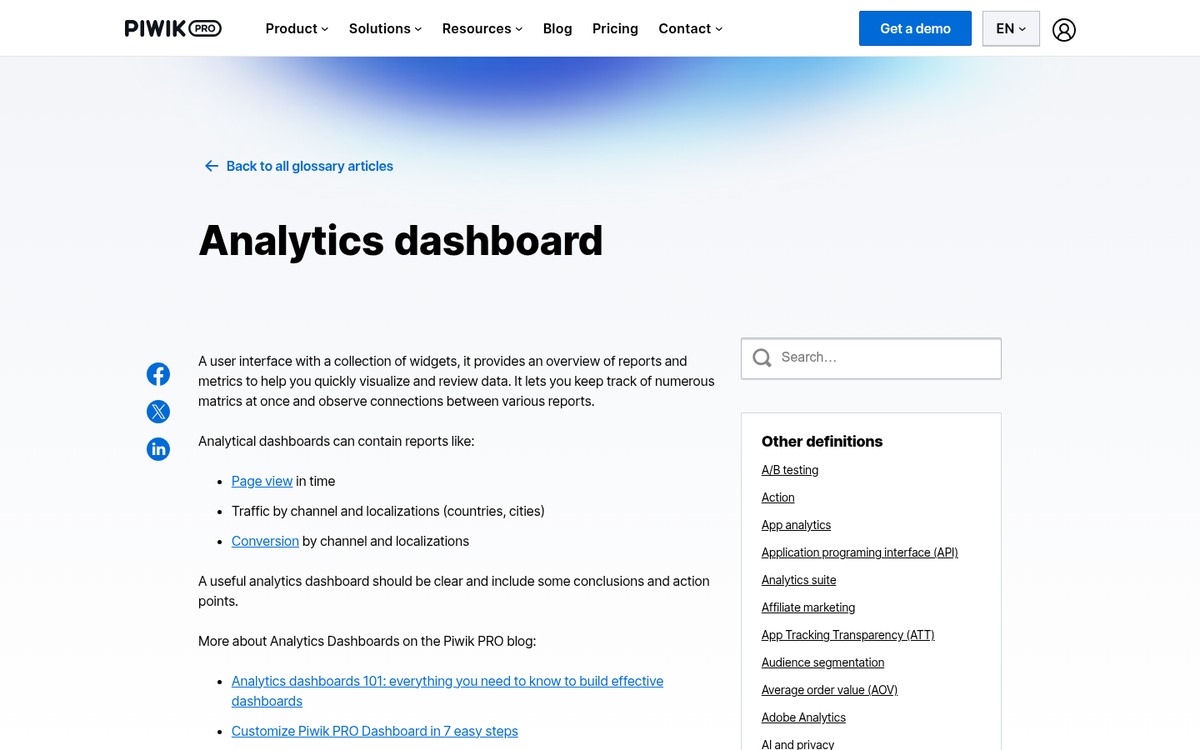 Piwik PRO analytics dashboard interface screenshot