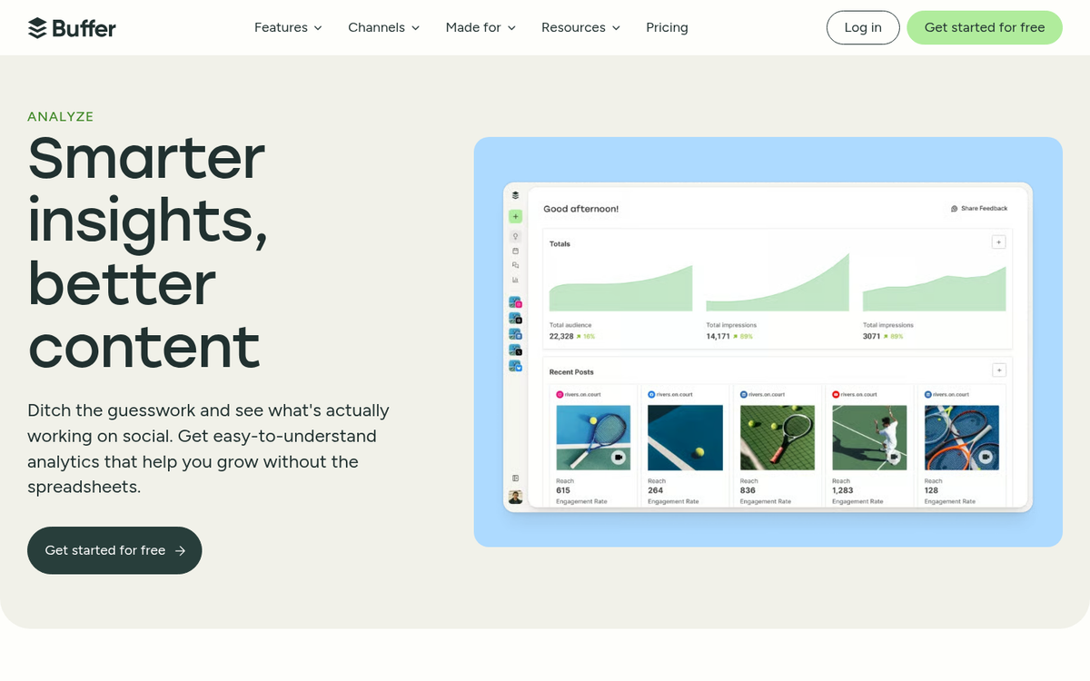 Buffer social media analytics dashboard screenshot