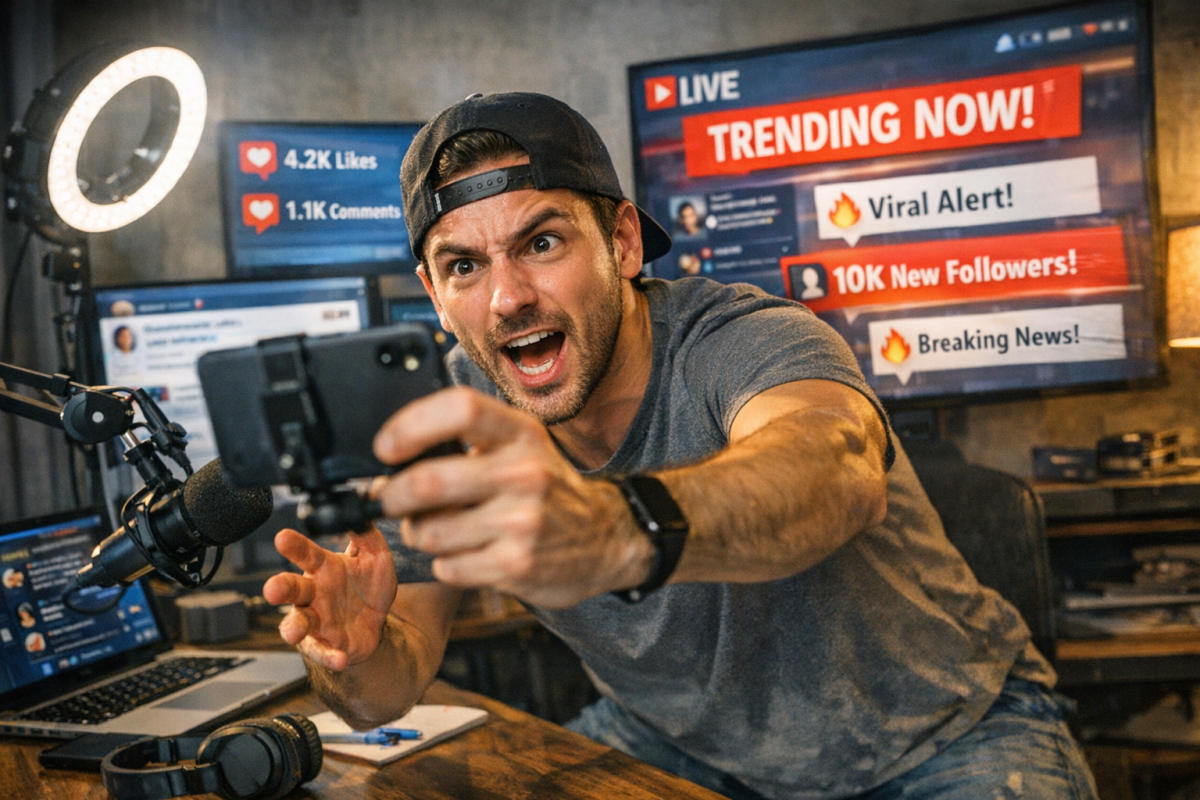 Trending topics graph with upward arrow