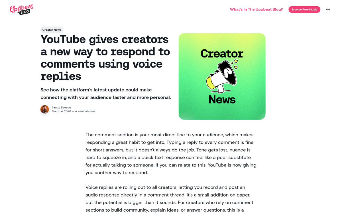 Video comments section with active replies