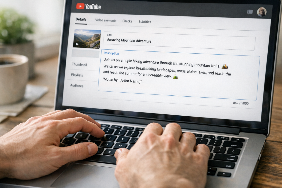 Video description text on a screen