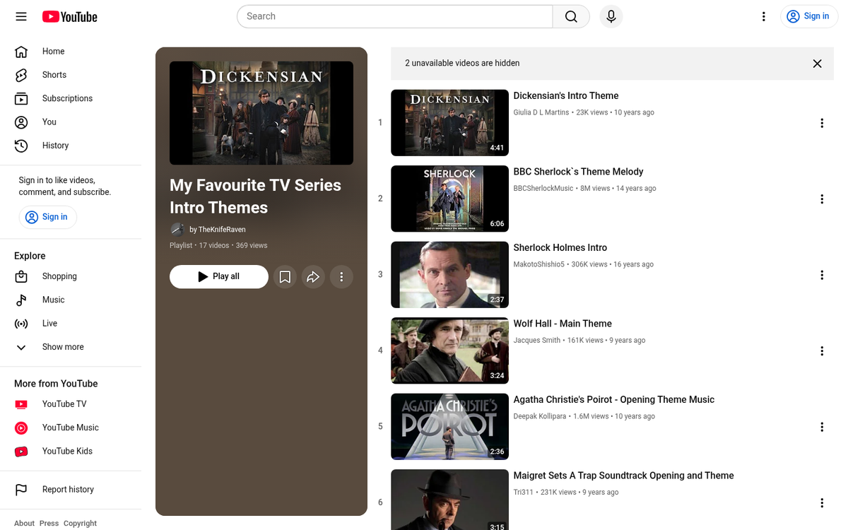Video series playlist on streaming platform