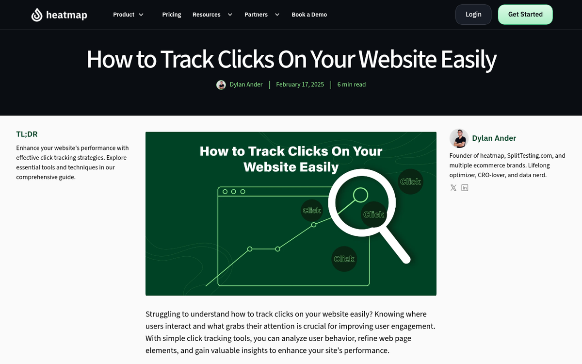 Website heatmap highlighting headline engagement areas