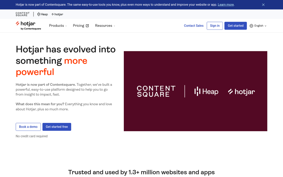 Website heatmap showing repositioned key elements