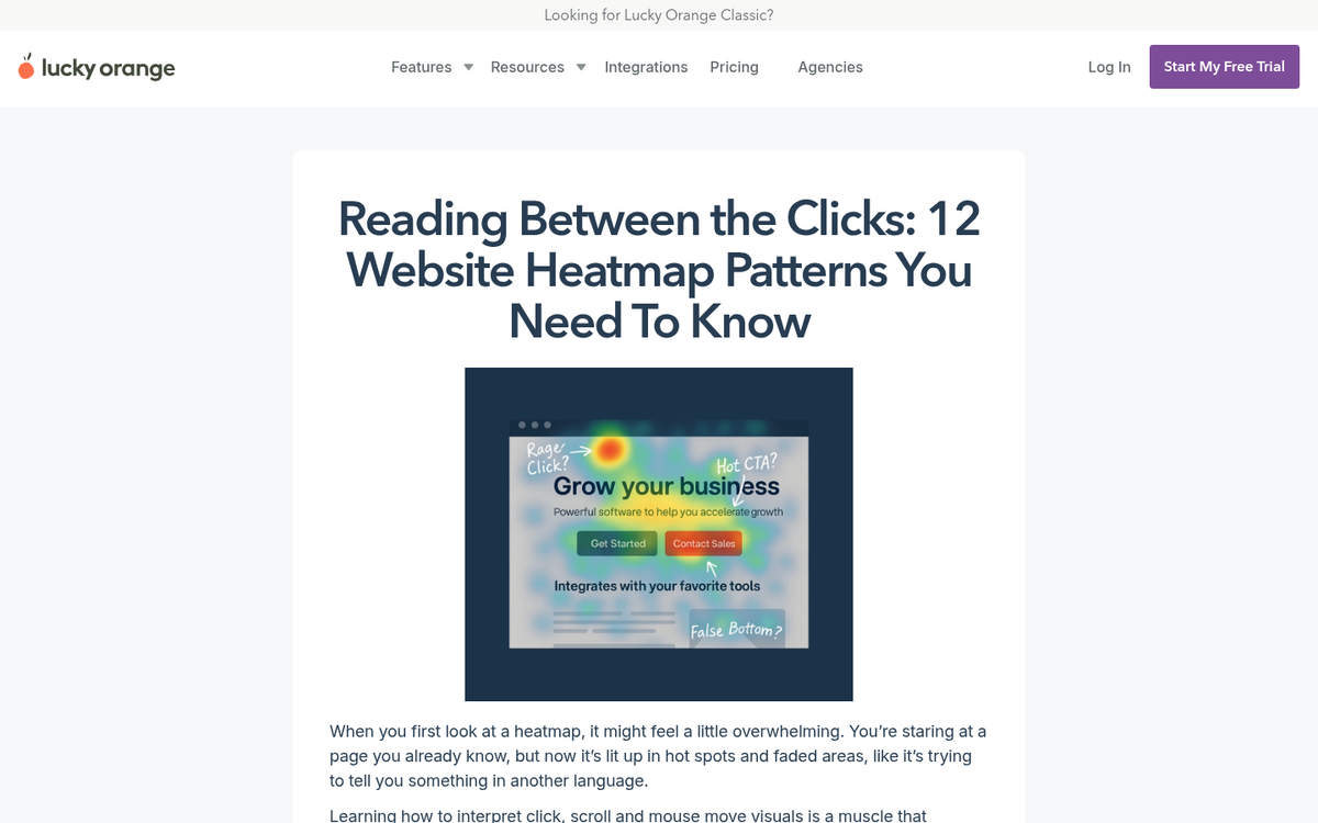Website heatmap highlighting redundant navigation links