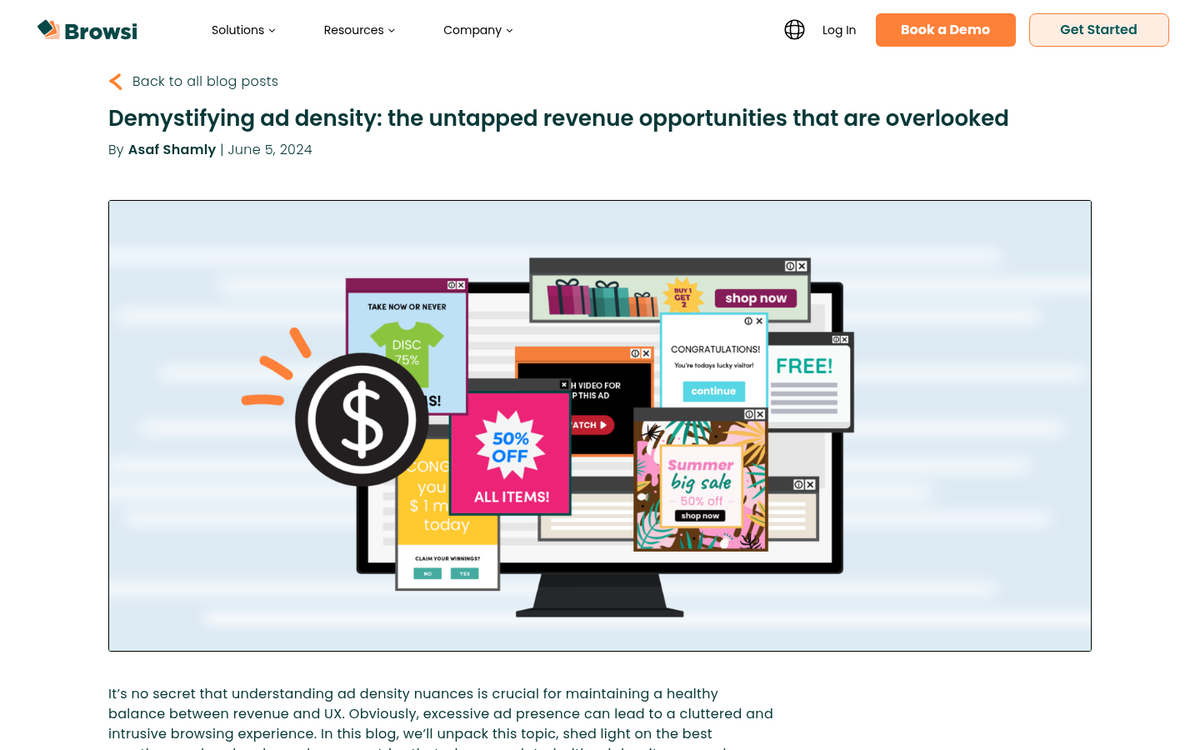 Website analytics dashboard showing ad performance data