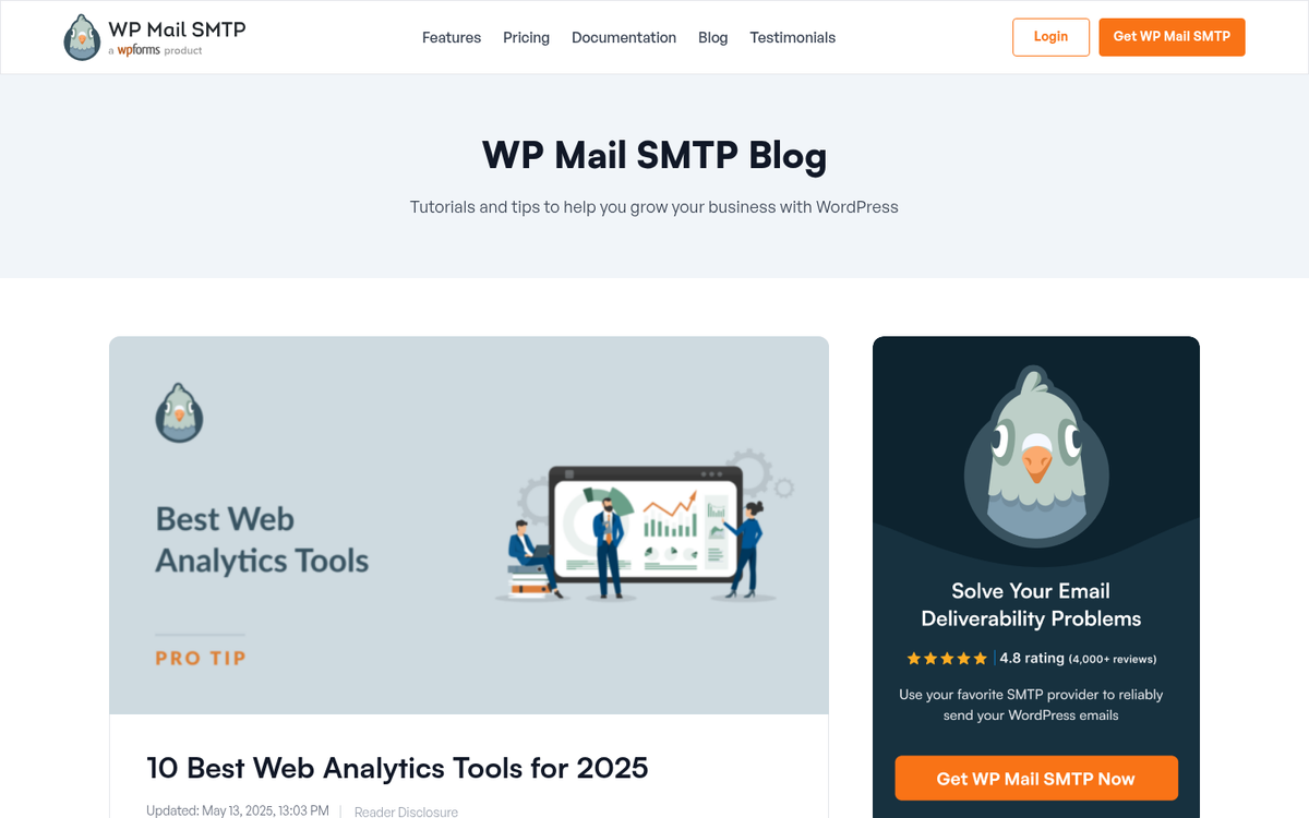 Website analytics dashboard with data charts