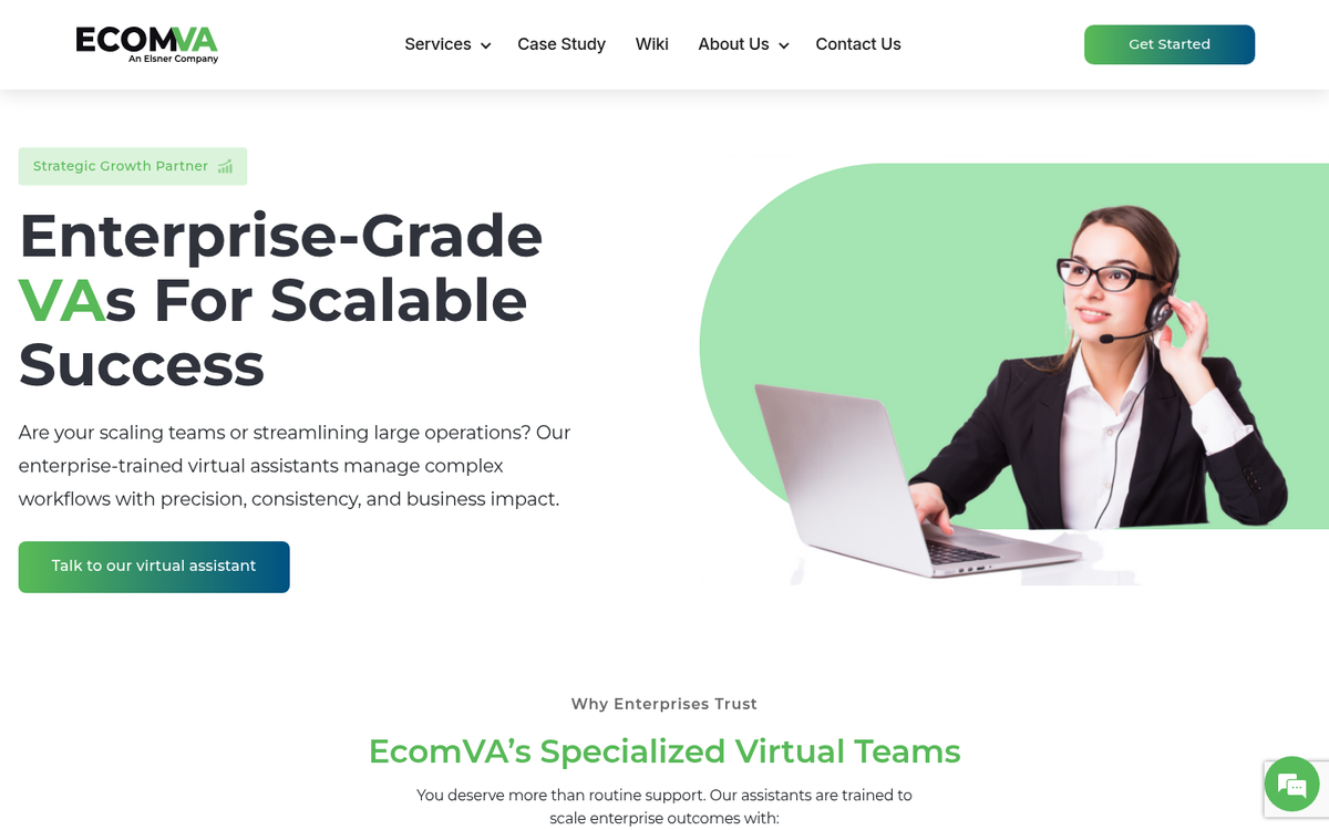 Website screenshot showing outsourcing service options
