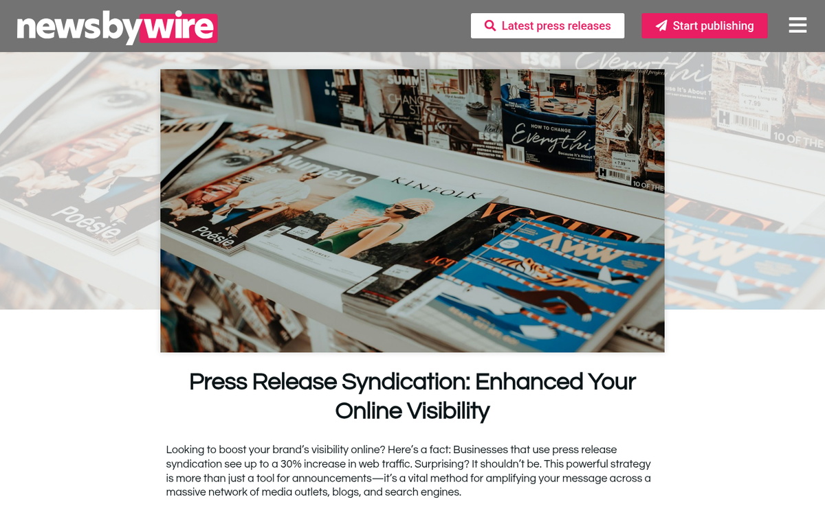 Press release syndication network diagram