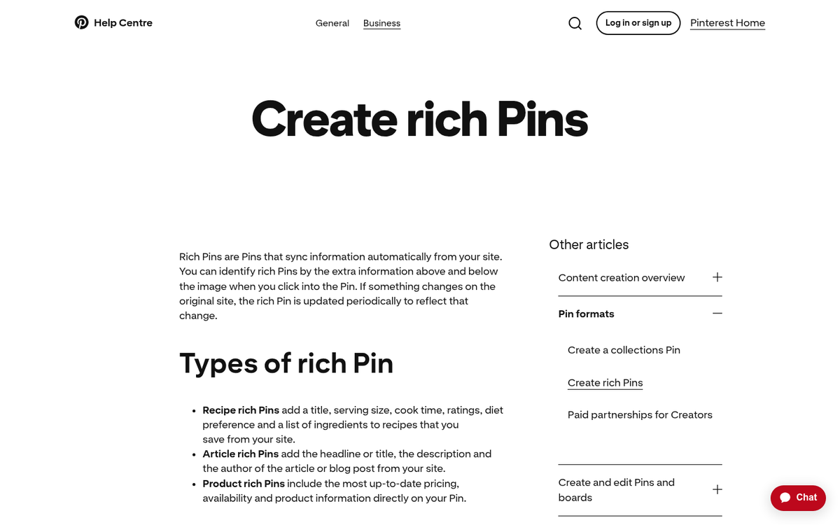 Pinterest product Rich Pin example screenshot