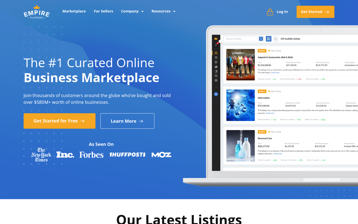 Website broker listing options comparison page