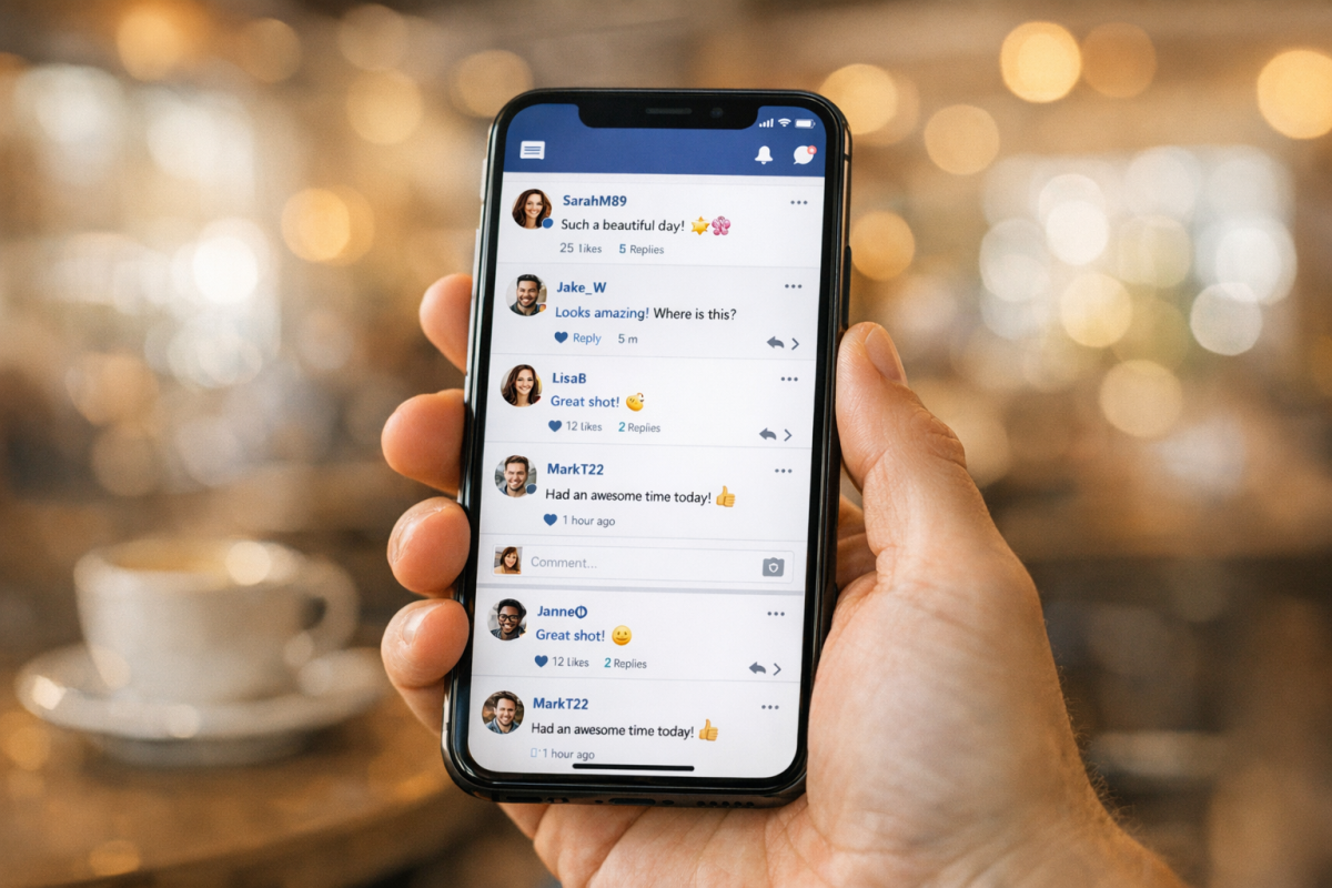 People engaging in social media conversations online