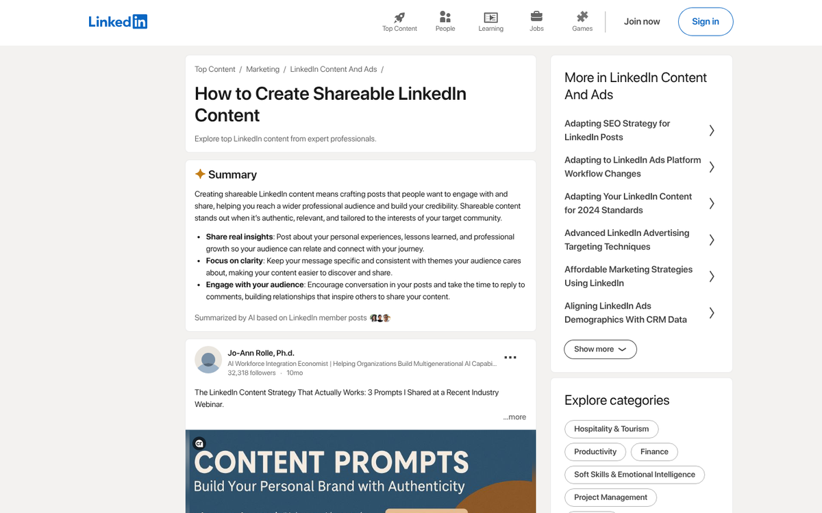 LinkedIn profile page screenshot