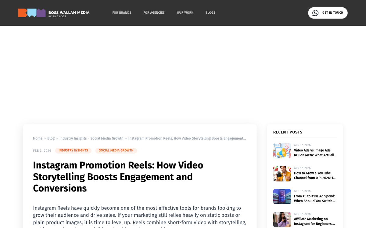 Instagram post promoting a new blog article