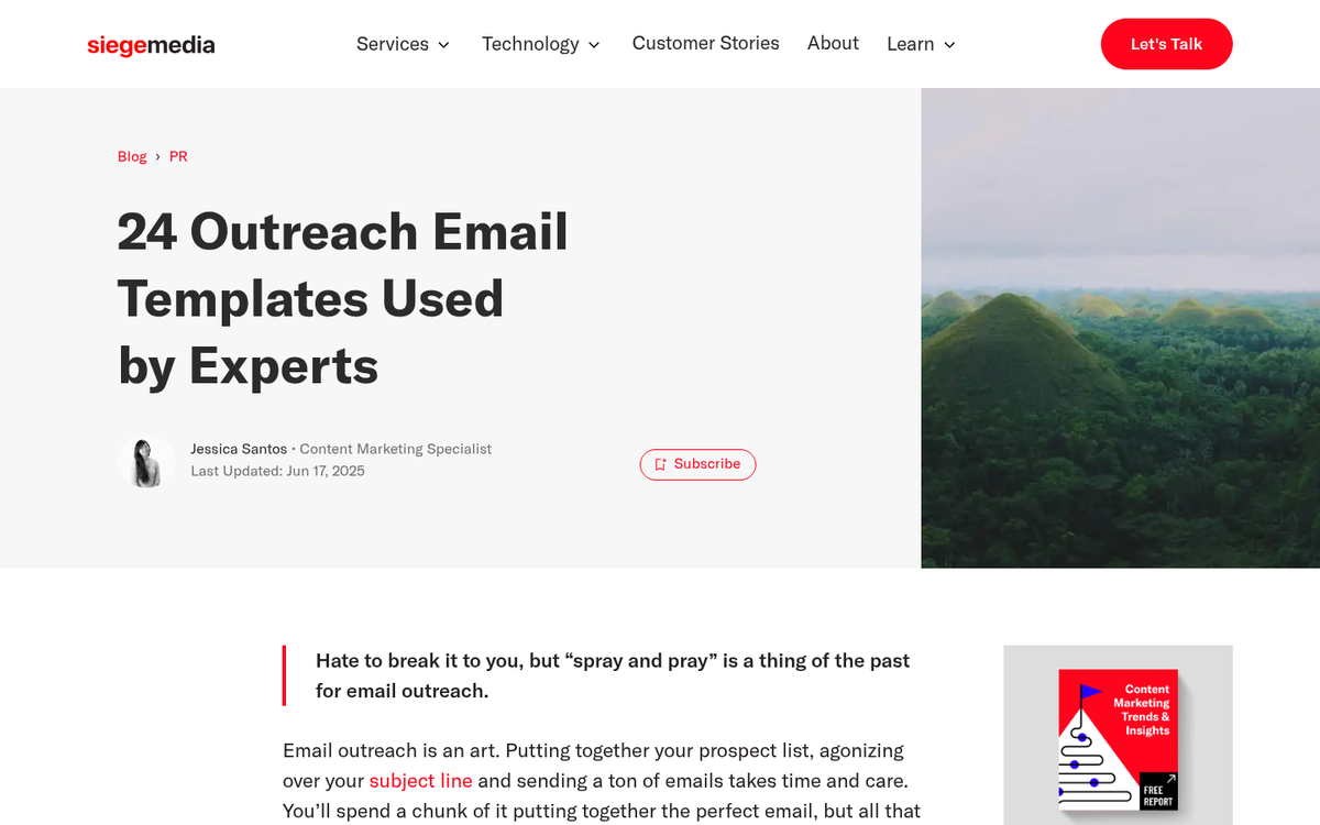 Screenshot of email notification to sources