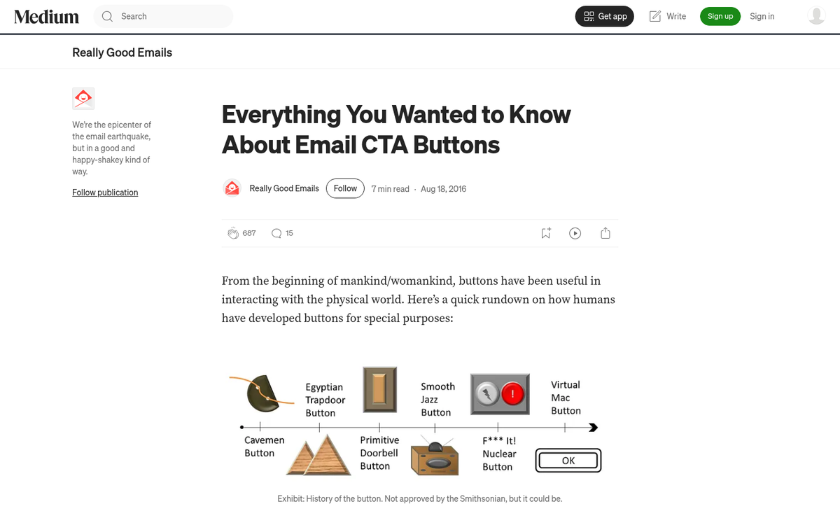 Comparison of small and large CTA buttons