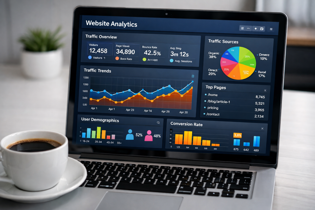 Charts and data displayed on screen