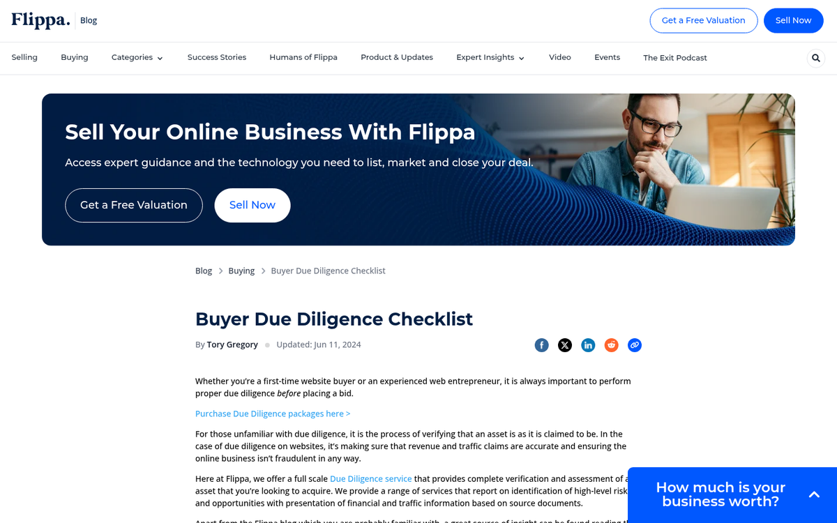 Flippa due diligence report screenshot