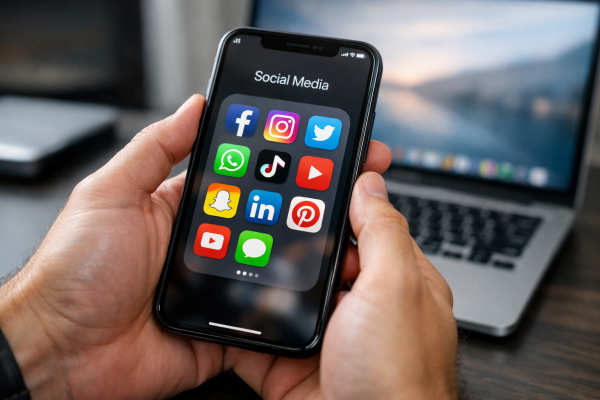 Social media icons on a hello bar