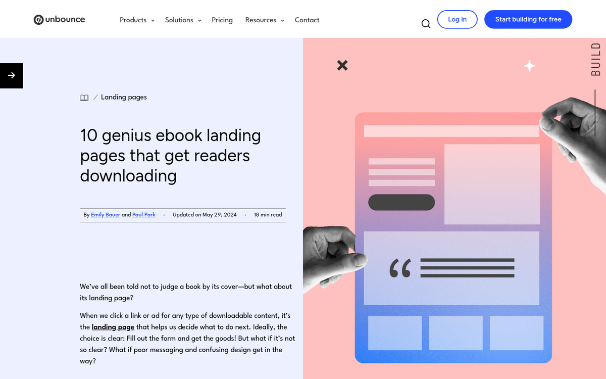 eBook download page with call to action