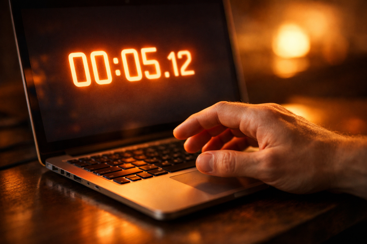 Limited-time sale countdown timer on screen