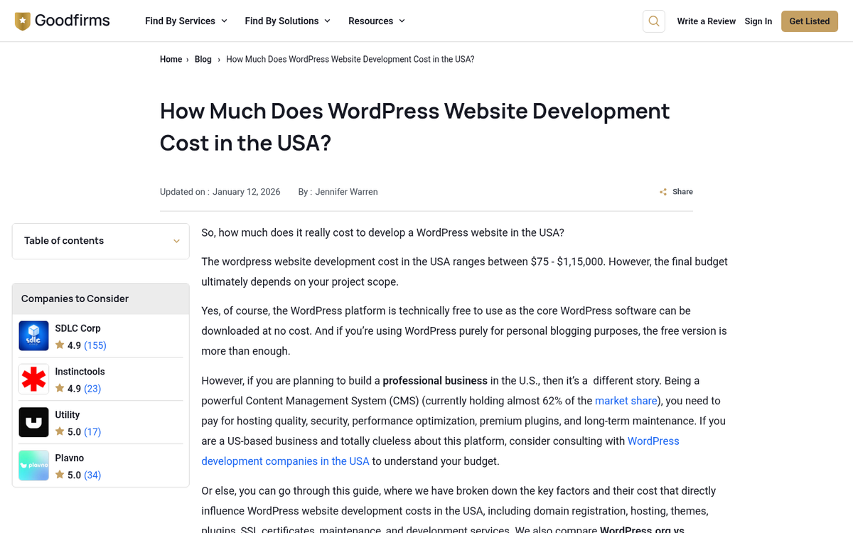 WordPress blog design quality comparison screenshot