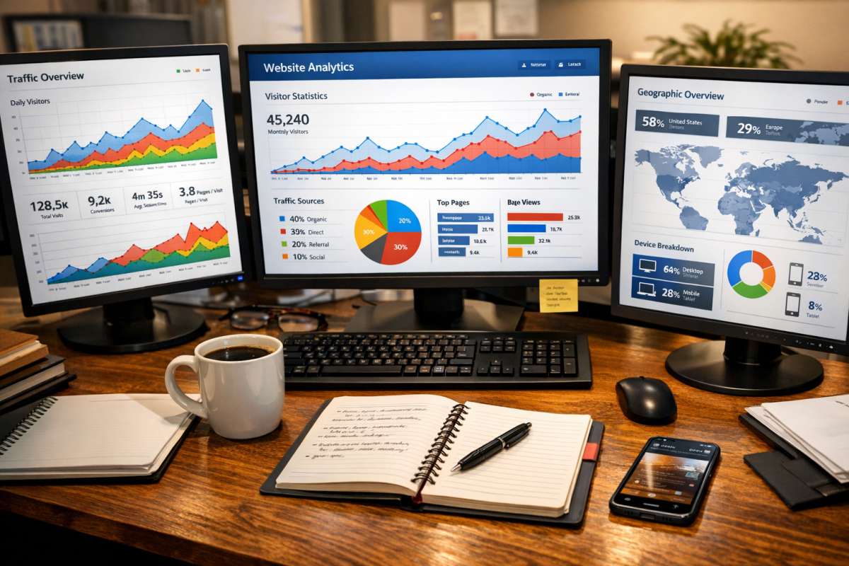 Bar chart comparing website traffic numbers