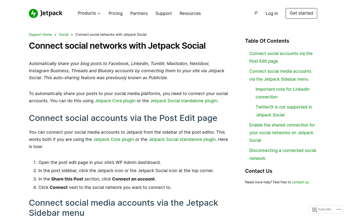 WordPress sharing settings configuration screen