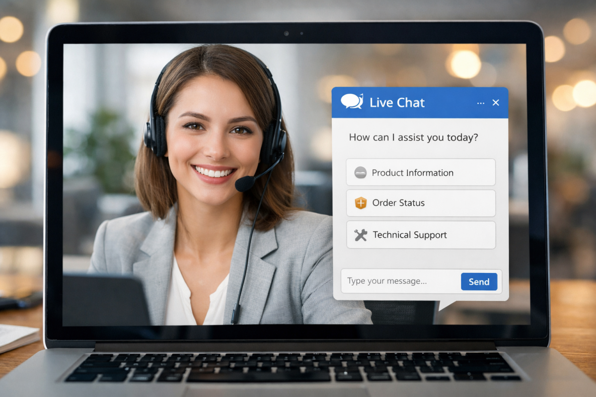 Person chatting live on a website