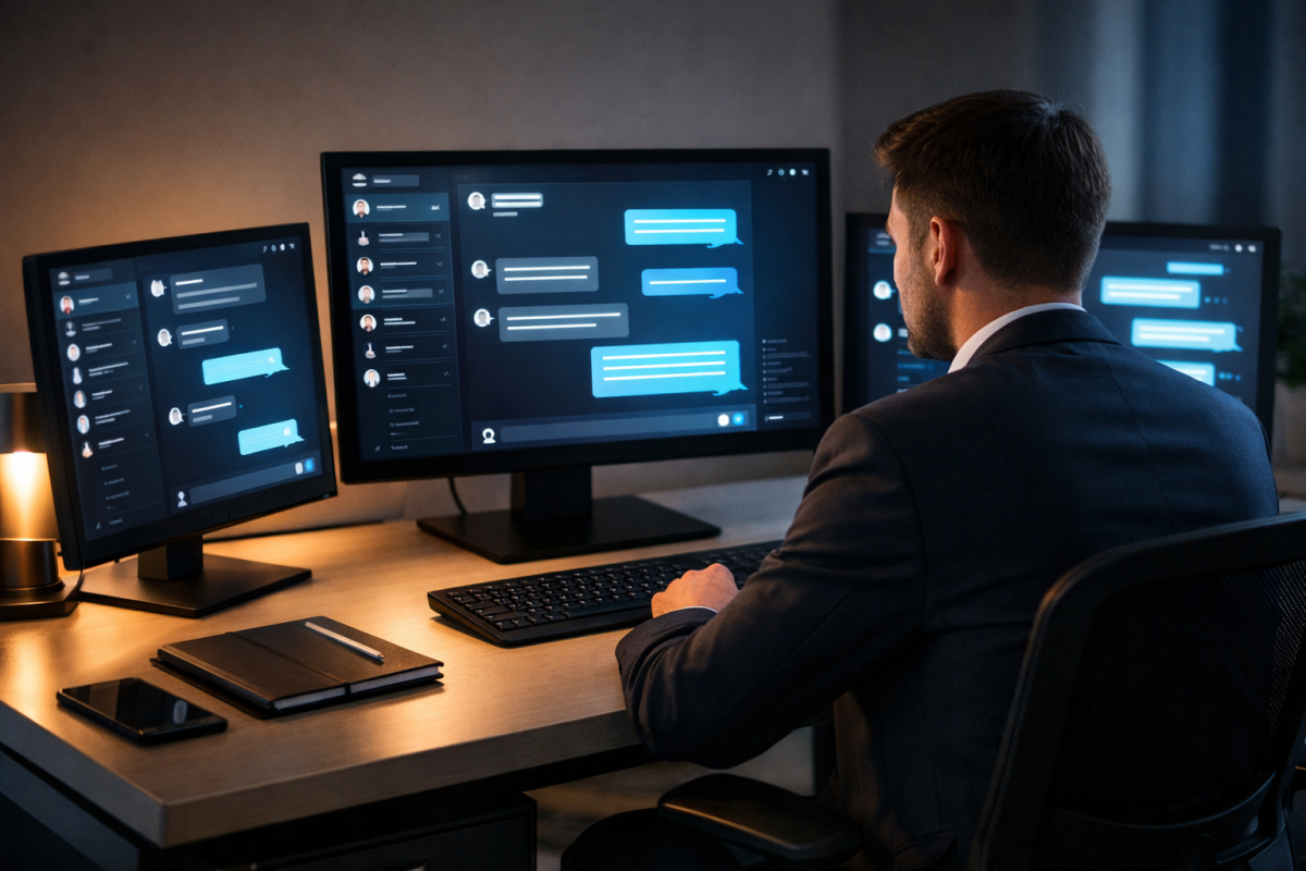 Live chat interface on a website screen