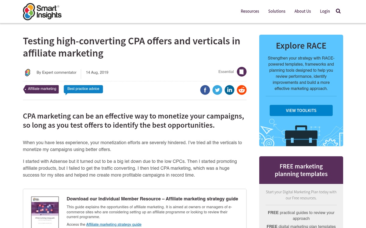 Reviewing CPA offer details on screen