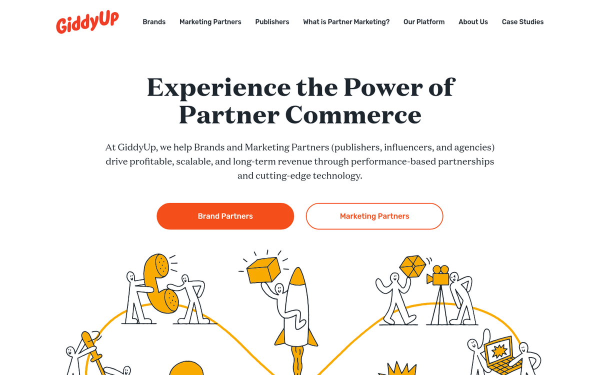 GiddyUp affiliate network homepage screenshot