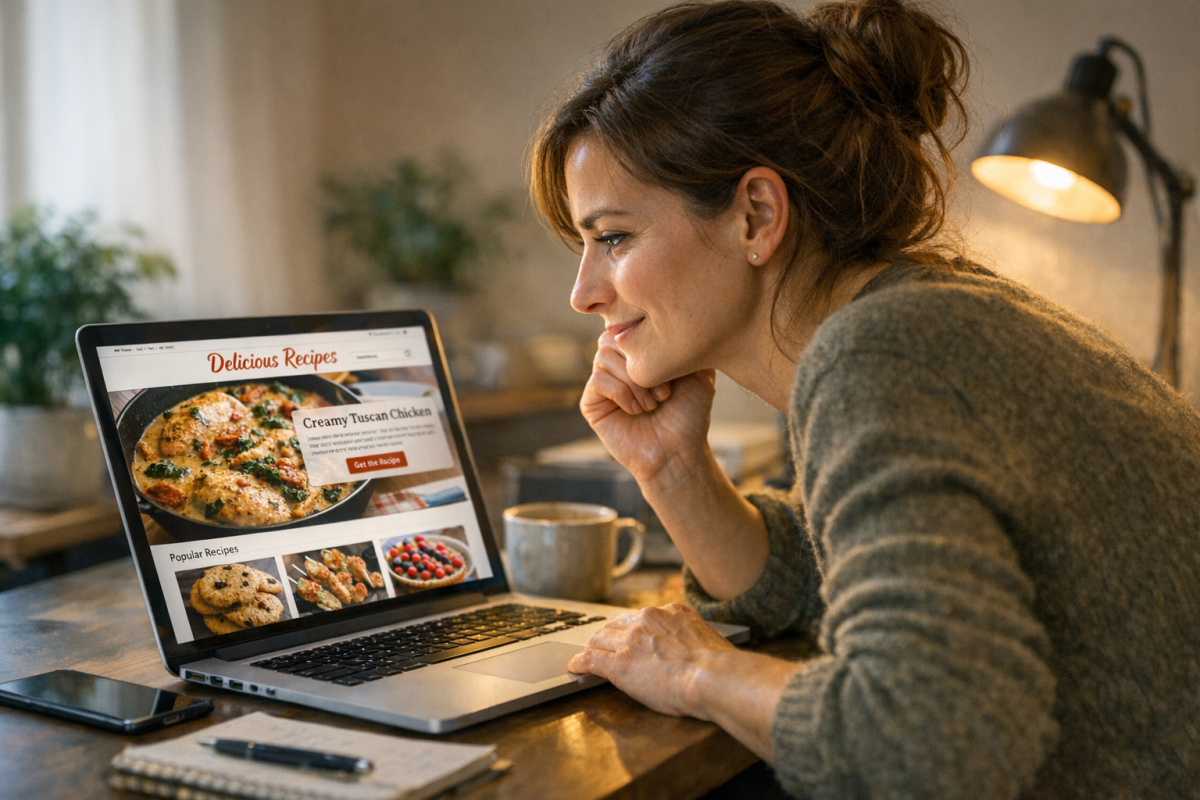 Engaged users browsing a website with interest