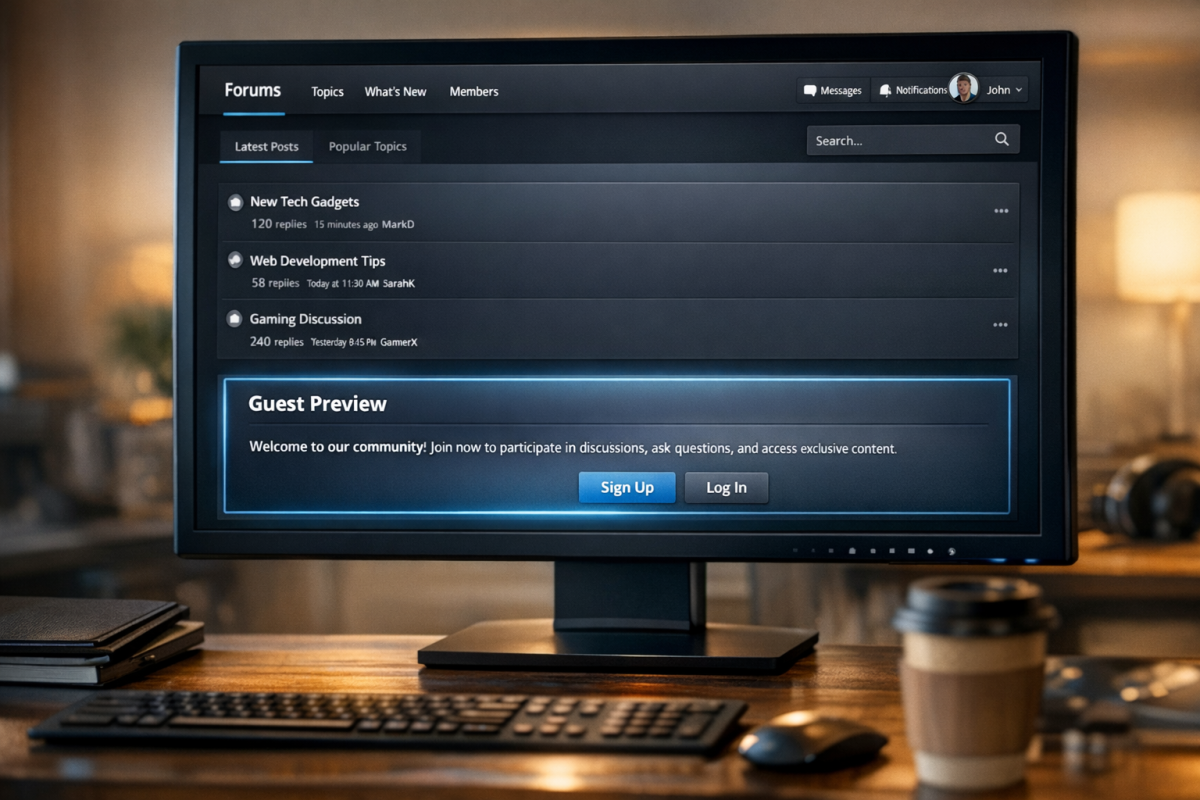 Forum page with guest access enabled