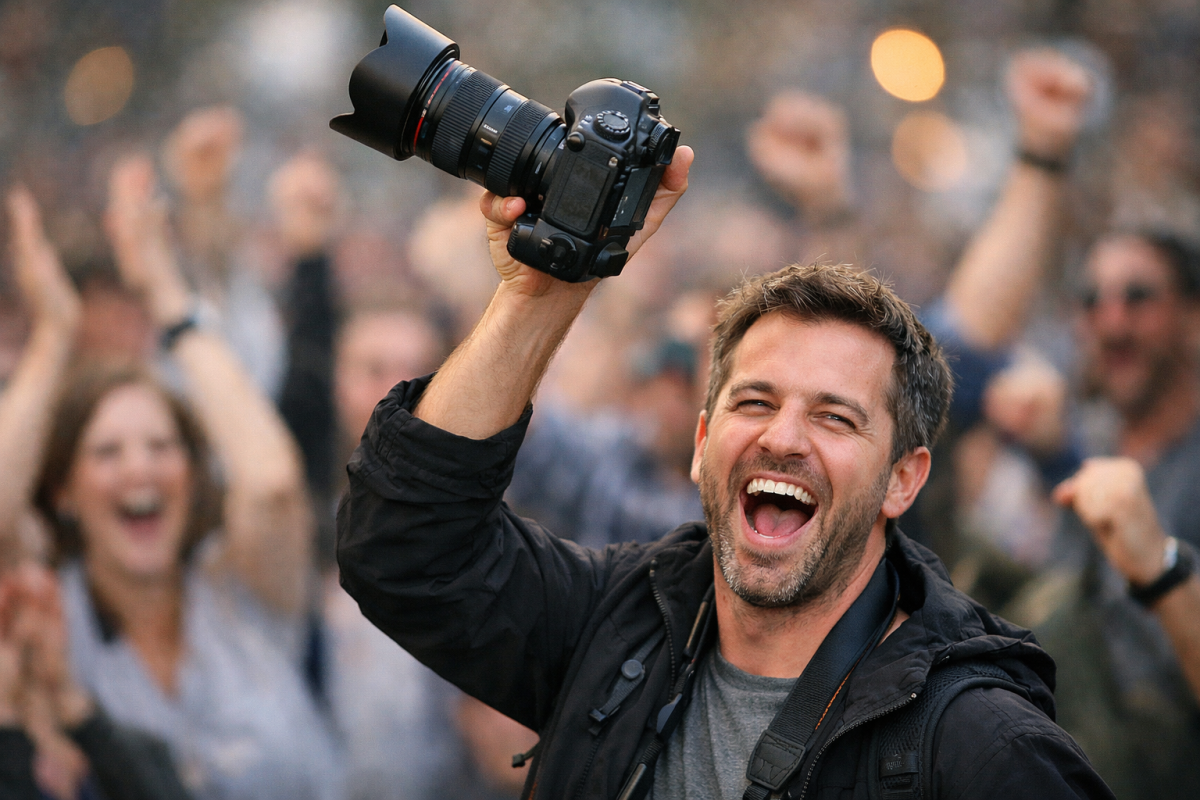 Forum contest announcement with trophy and crowd