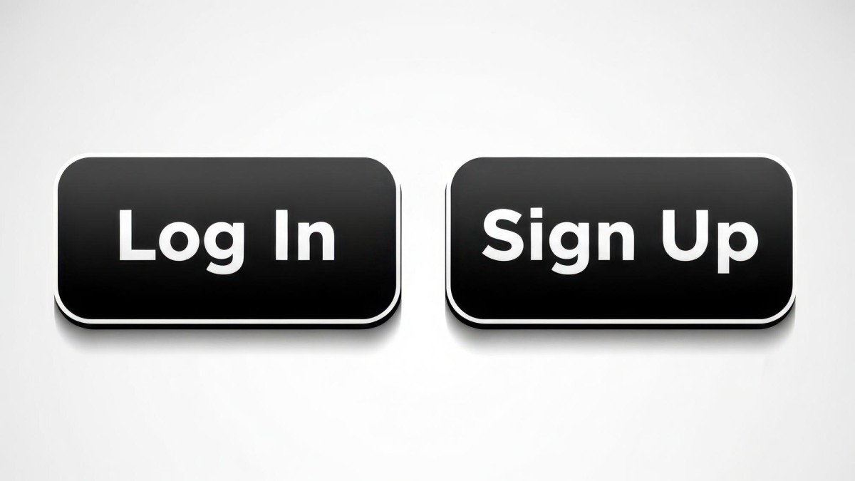 Social media login buttons on screen