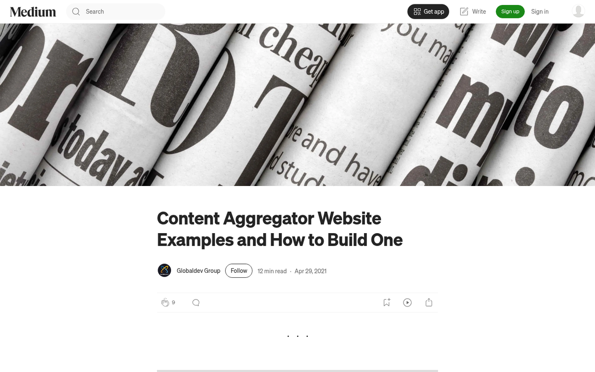 Industry aggregator website directory listing page