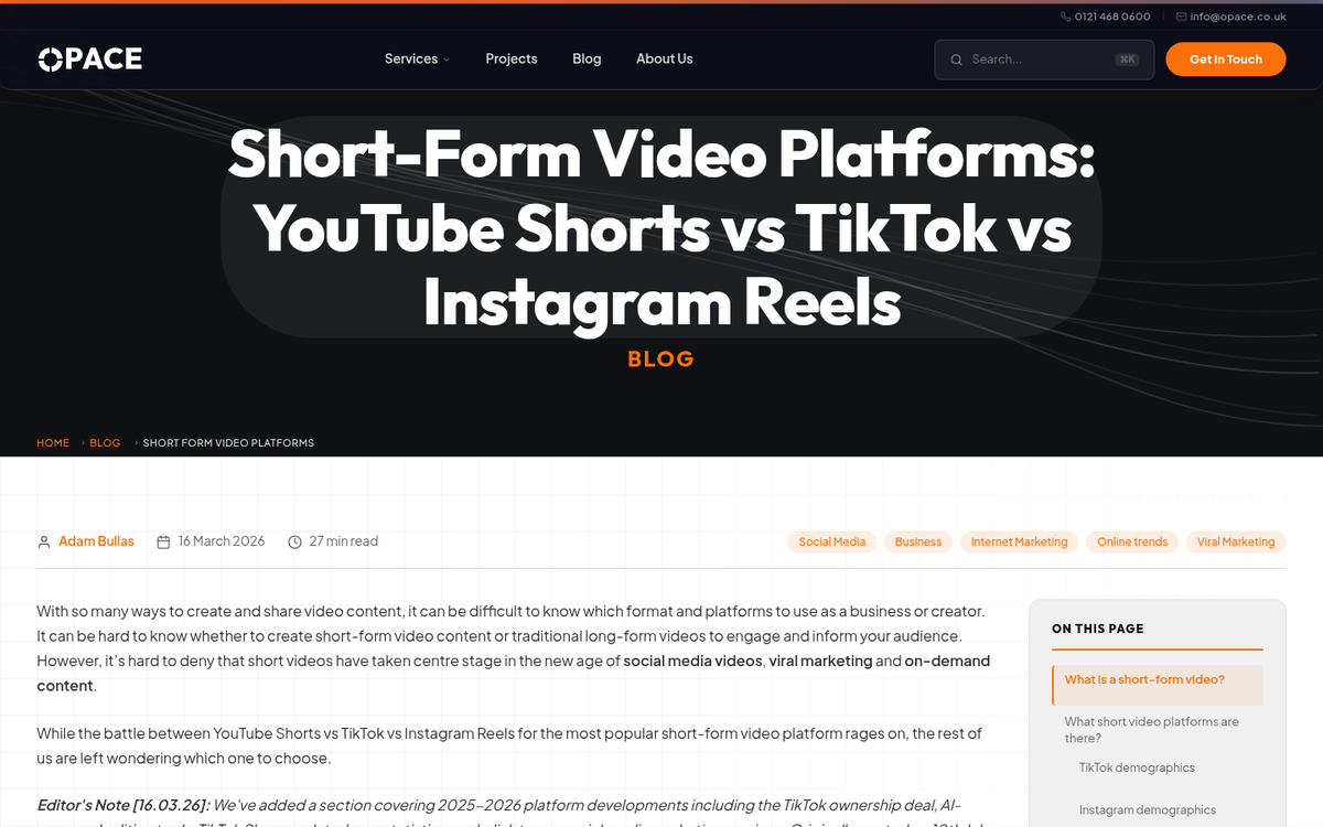 Video platform website screenshot from Urlbox