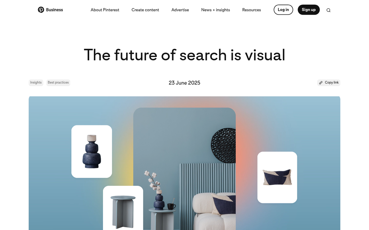 Screenshot of visual image sharing platform