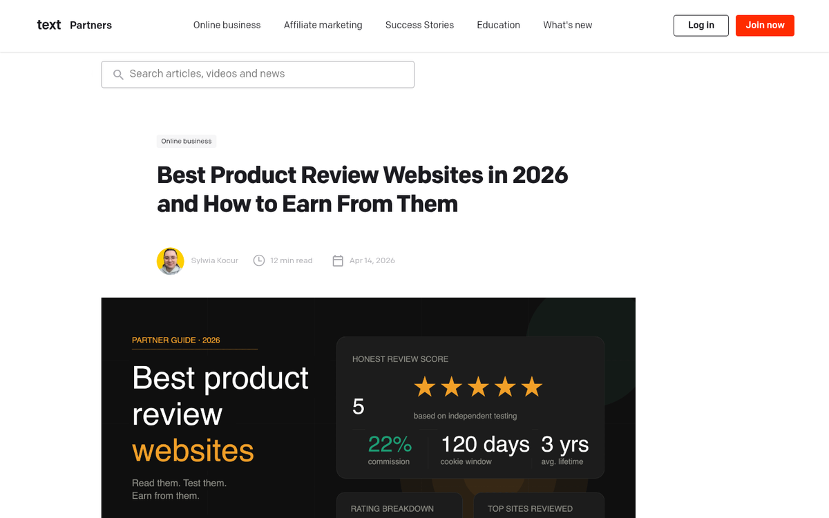 Diverse affiliate programs spread across niches