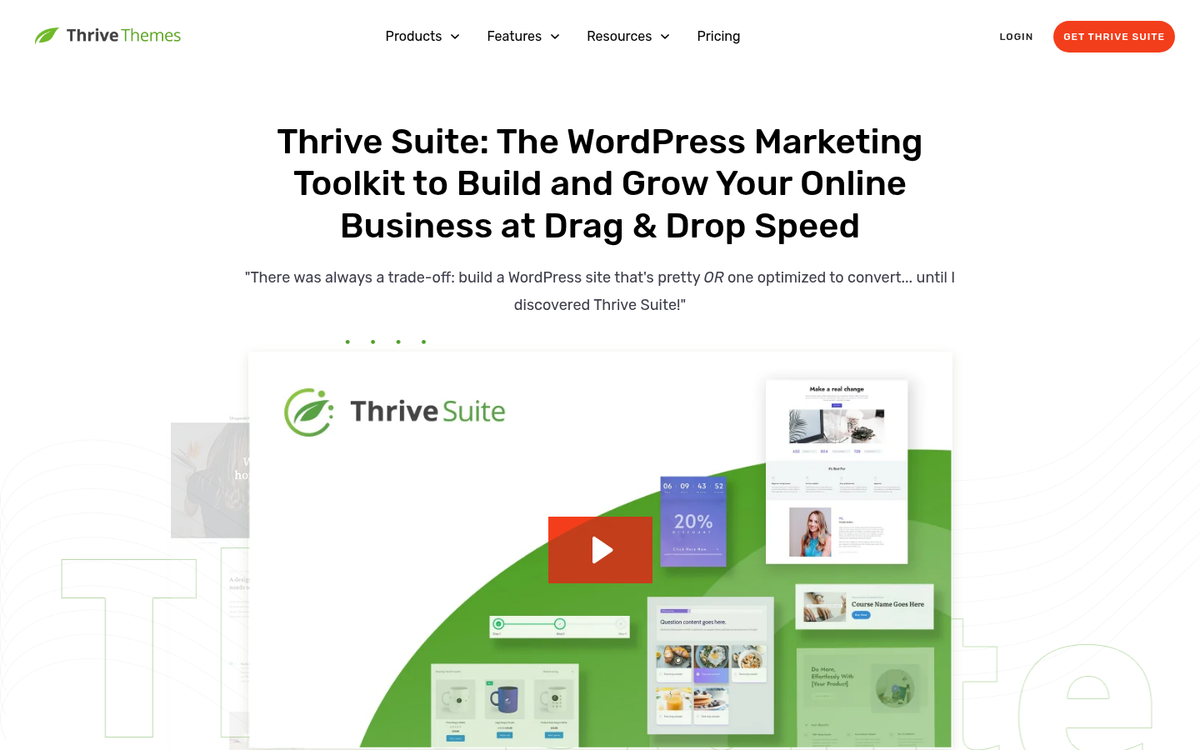 Thrive Themes landing page builder interface