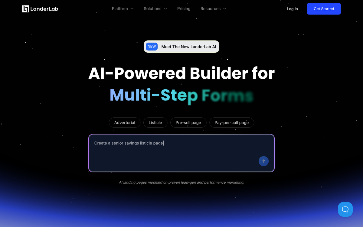 Lander landing page builder homepage screenshot