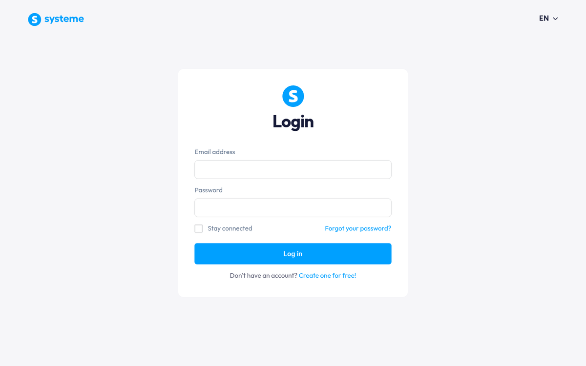 Systeme.io landing page builder interface