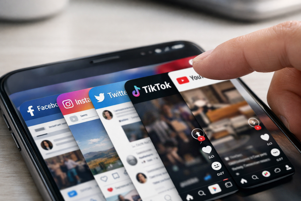 Hashtags displayed across social media platforms