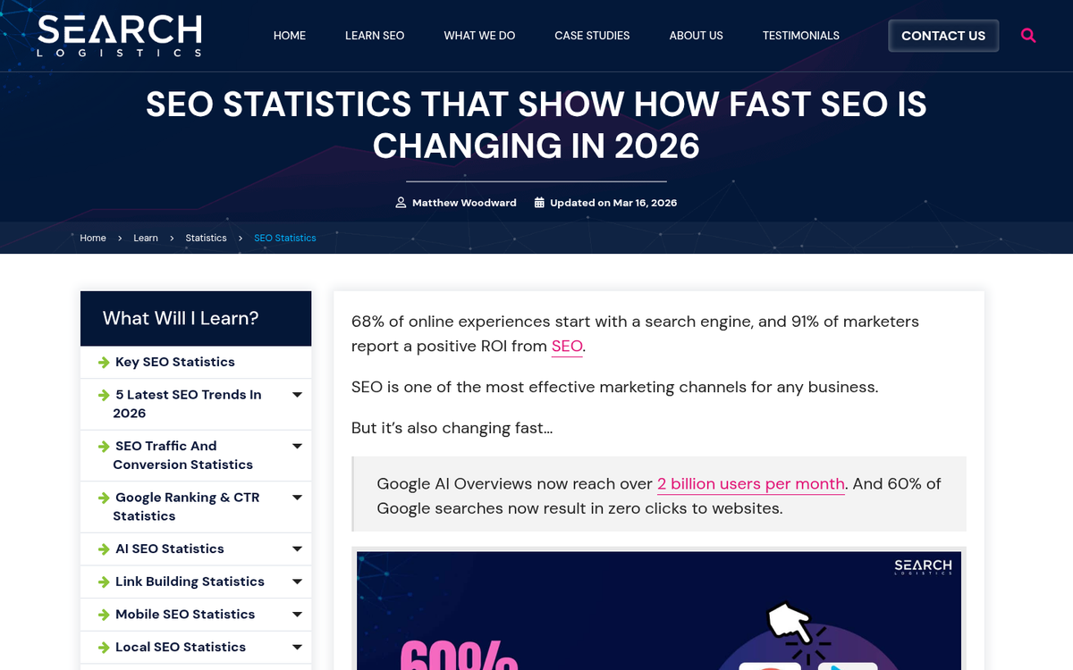 Screenshot of short blog post content