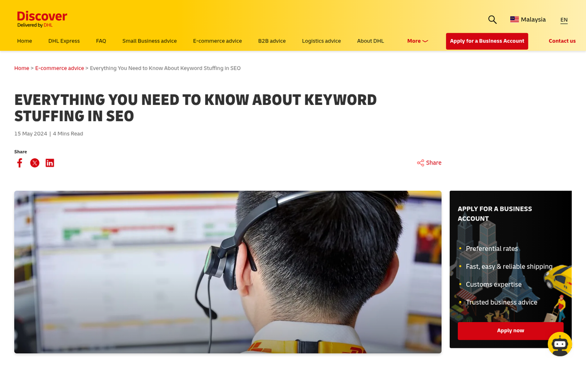 Keyword stuffed blog post on screen