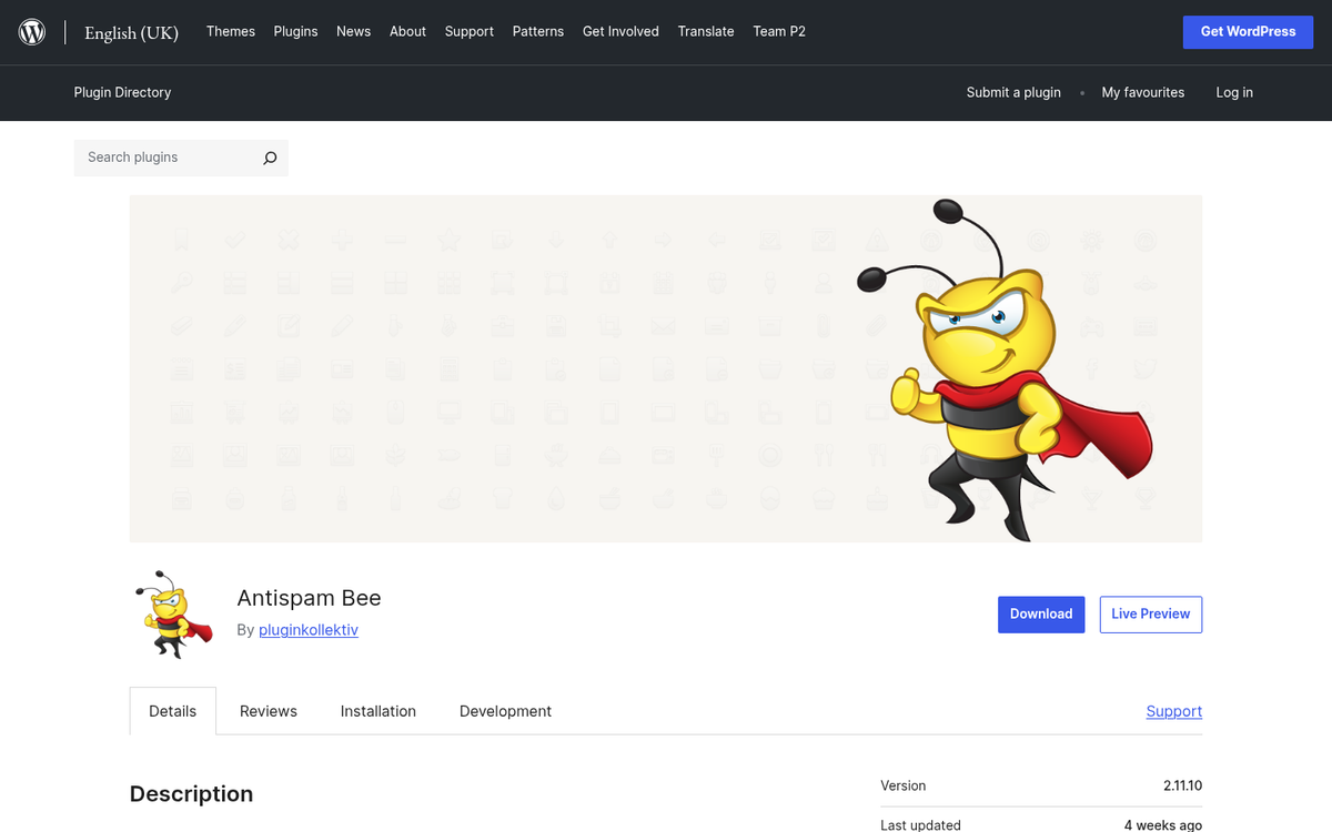 Blog post comments section filled with spam