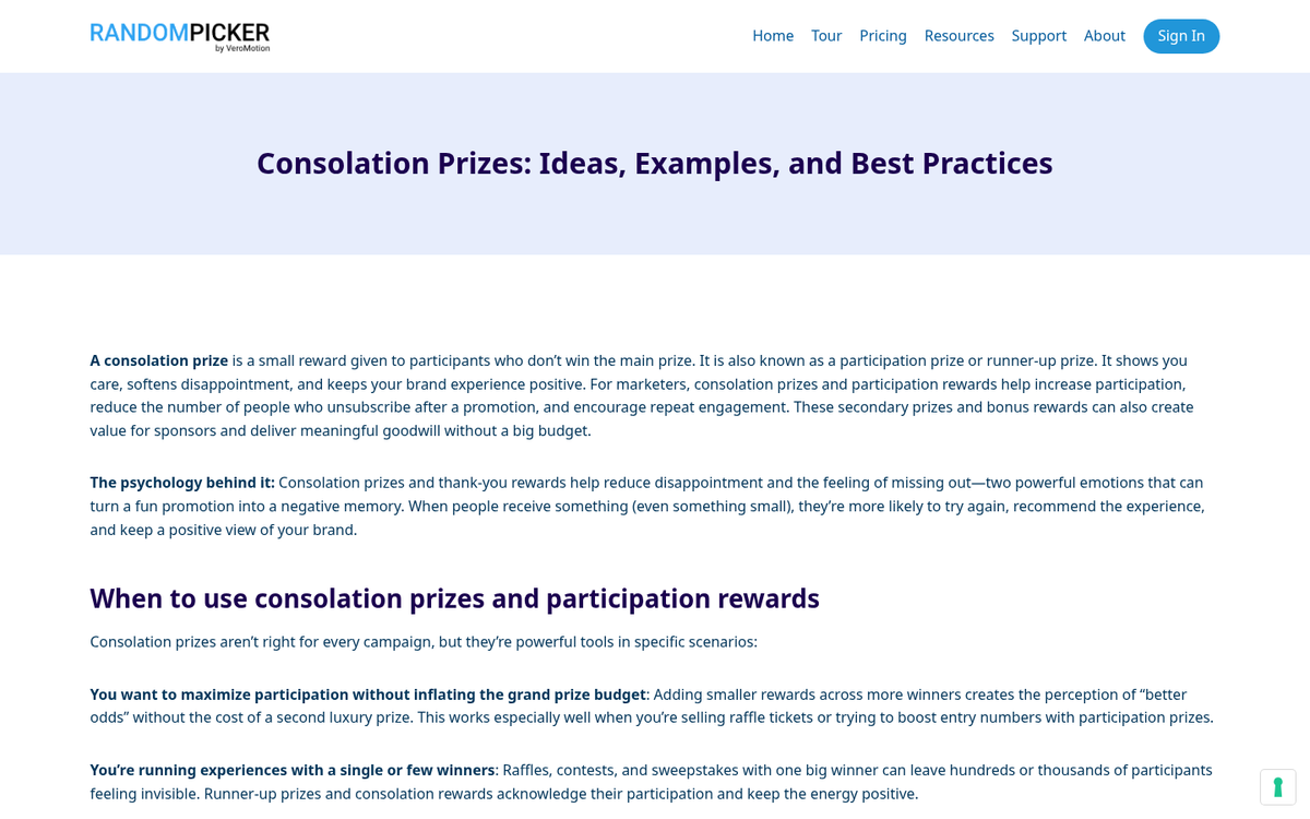 Sad face with small consolation trophy